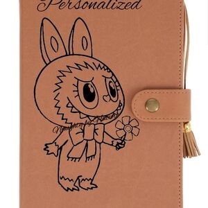 Personalized Labubu Monster Tan Faux Leather Notebook
